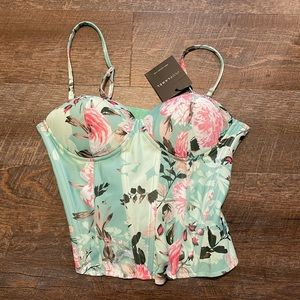 Mint green floral corset top